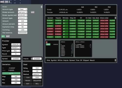 Interface of the stacy bot robot for binary options trading